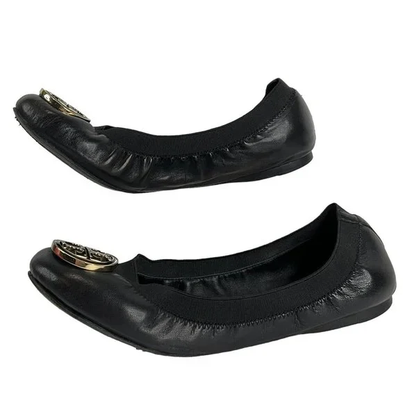 Tory Burch Shoes Womens Size 7.5 Black Caroline Mestico Slipper Soft Calf Flat - Picture 2 of 16